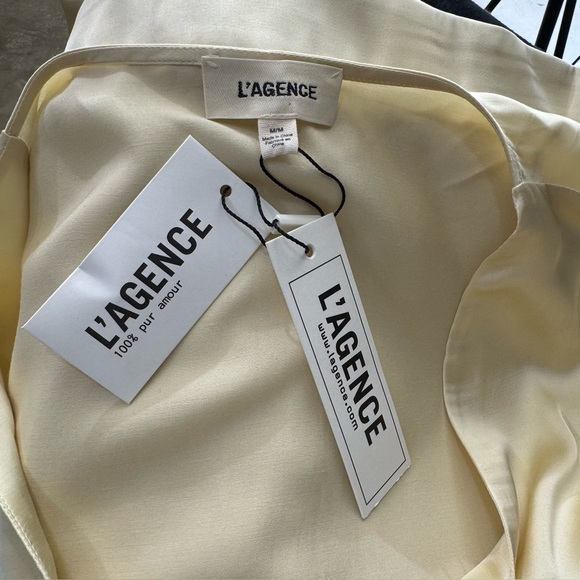 NWT L’AGENCE Alaia Women's Ivory/Cream Tie-Front Button Down Blouse Size:M - Picture 6 of 7